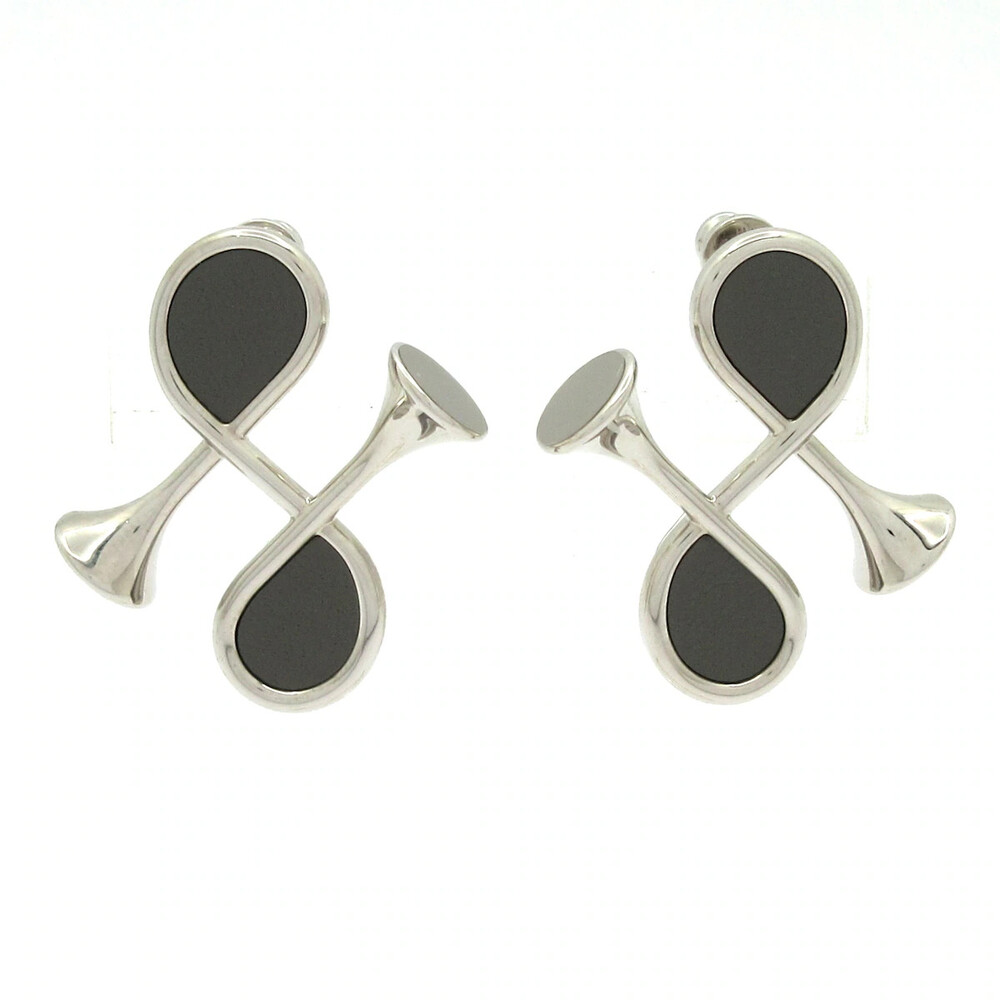 Hermes Cor H Silver Hardware Earrings #368598H96B